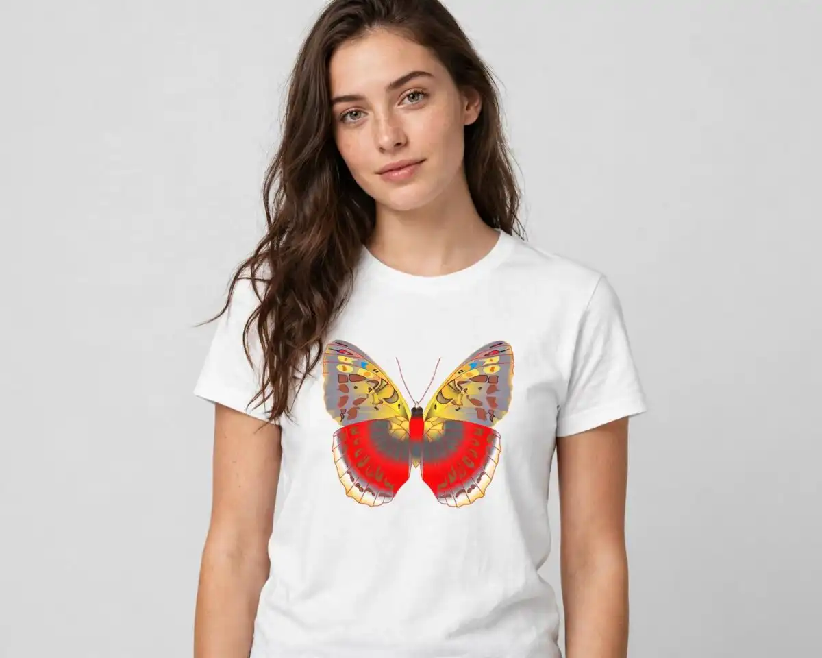 butterfly png image design printed on a plain product mockup