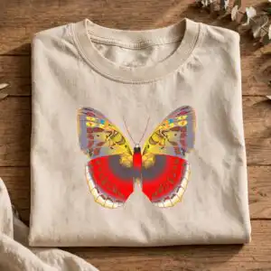 butterfly png image design printed on a plain product mockup