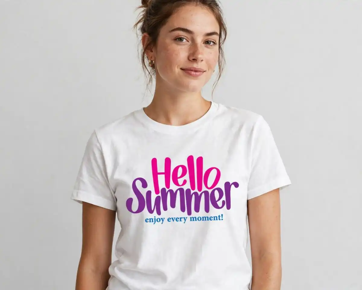 hello summer tropical beach collage for shirts, tote bags and mugs hello summer svg design printed on a plain product mockup