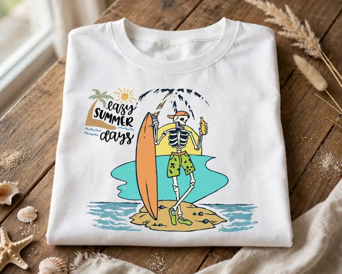 hello summer tropical beach collage for shirts, tote bags and mugs hello summer svg design printed on a plain product mockup