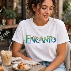 encanto characters png design printed on a plain product mockup