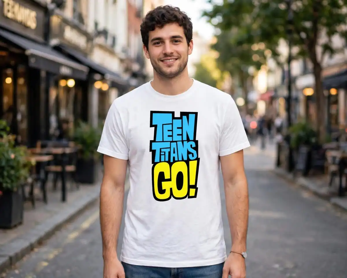 teen titans svg design printed on a plain product mockup