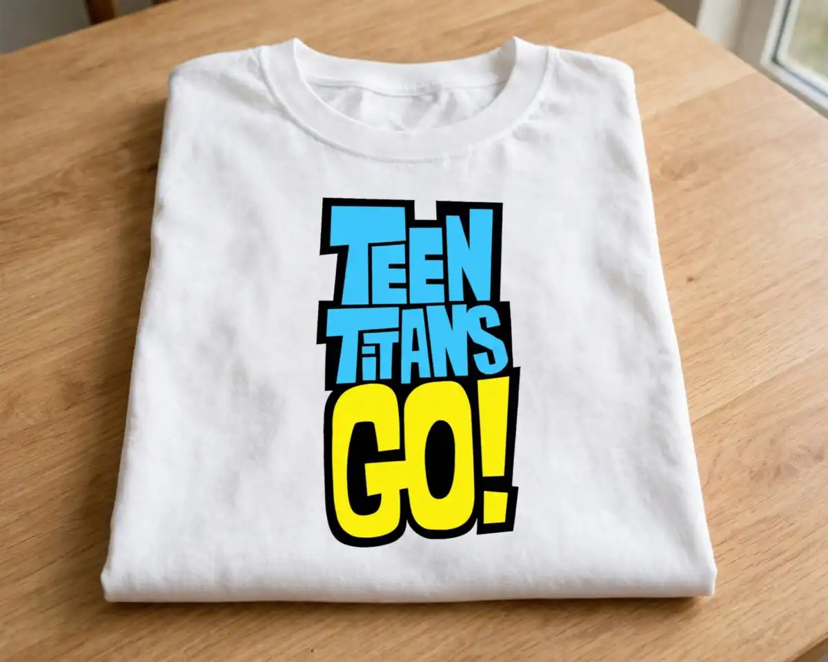 teen titans svg design printed on a plain product mockup