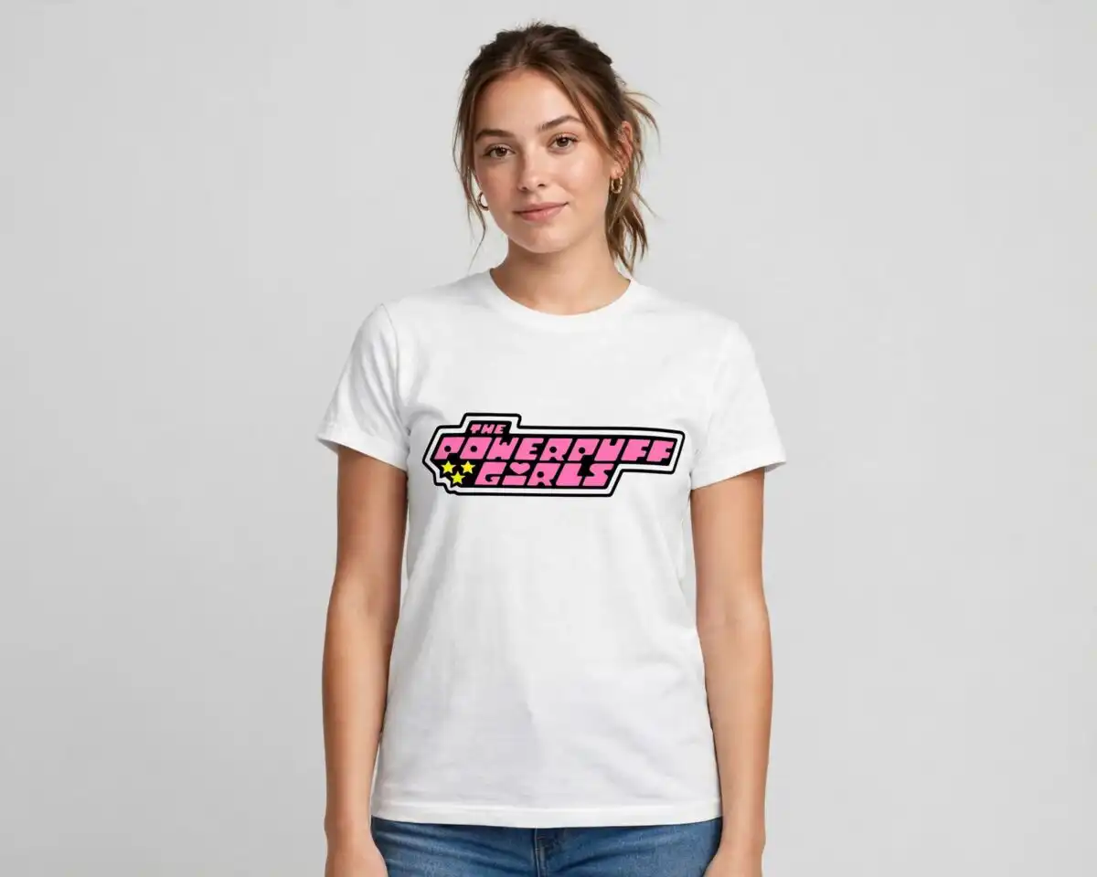 powerpuff girls characters png design printed on a plain product mockup