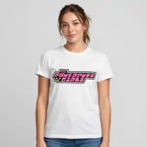 powerpuff girls characters png design printed on a plain product mockup