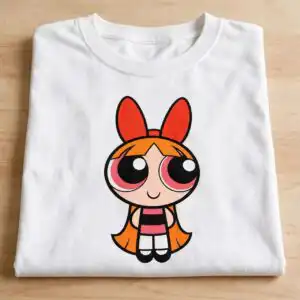powerpuff girls characters png design printed on a plain product mockup