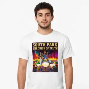 south park png characters design printed on a plain product mockup