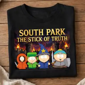 south park png characters design printed on a plain product mockup