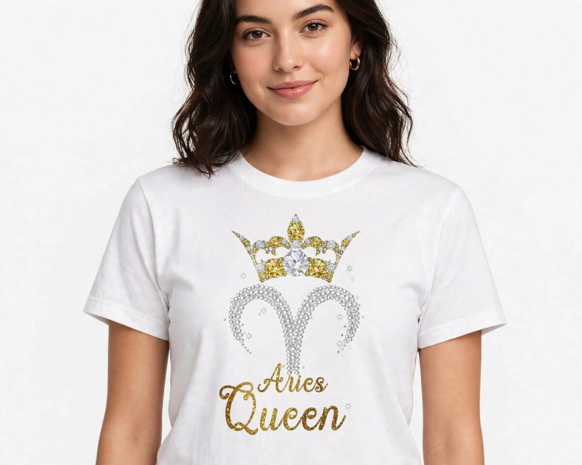 glam zodiac queen birthday - sublimation dowload png for shirts birthday sublimation dowload png design printed on a plain product mockup