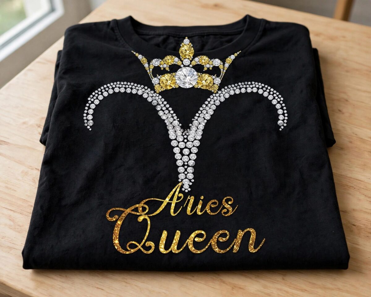 glam zodiac queen birthday - sublimation dowload png for shirts birthday sublimation dowload png design printed on a plain product mockup