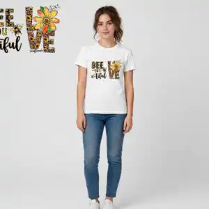 sunflower themed inspirational love sublimation design printed on a plain product mockup