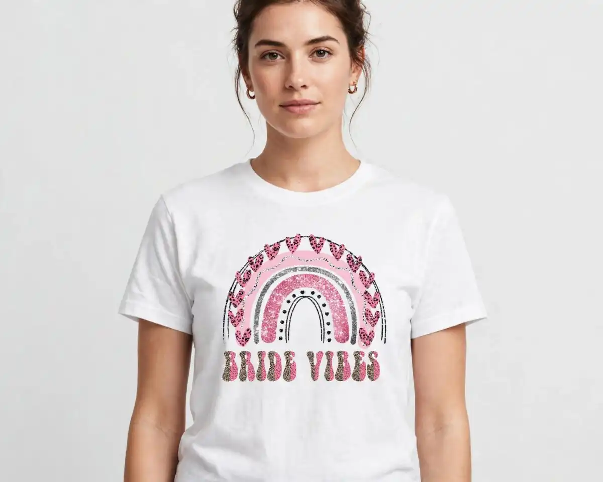 wedding groom and bride party png with bride vibes and wifey designs wedding groom and bride png design printed on a plain product mockup