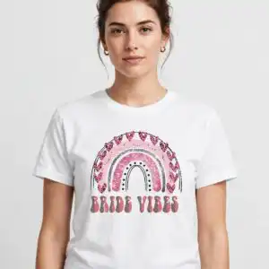 wedding groom and bride party png with bride vibes and wifey designs wedding groom and bride png design printed on a plain product mockup