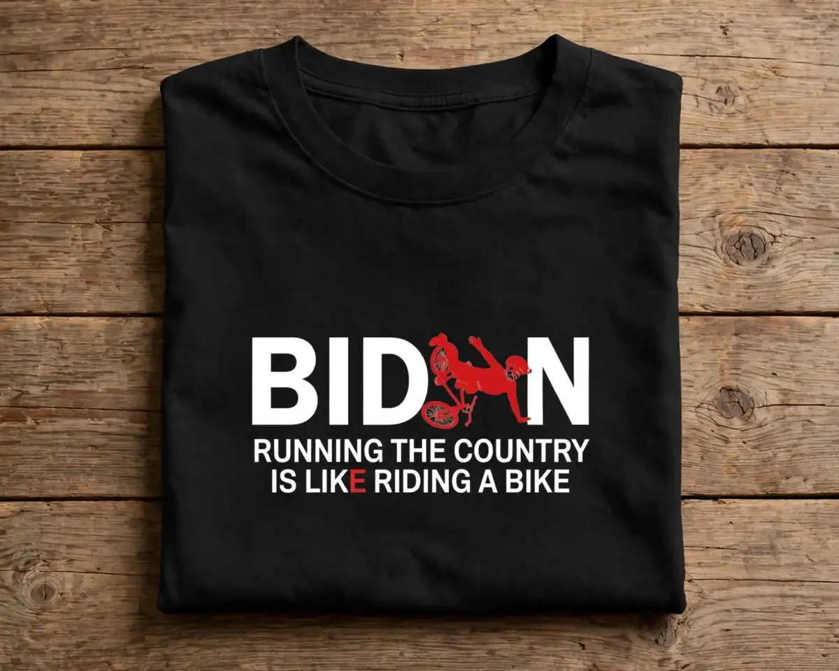running the country like riding a bike political satire for shirts running country like riding png design printed on a plain product mockup