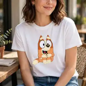 birthday bluey style cartoon dog for party shirts, cups and cake toppers birthday bluey style cartoon dog svg design printed on a plain product mockup