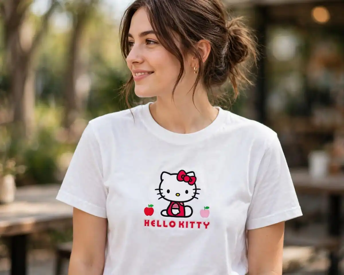 hello kitty birthday preview - 35 kawaii poses for shirts and party decor hello kitty cut file design printed on a plain product mockup