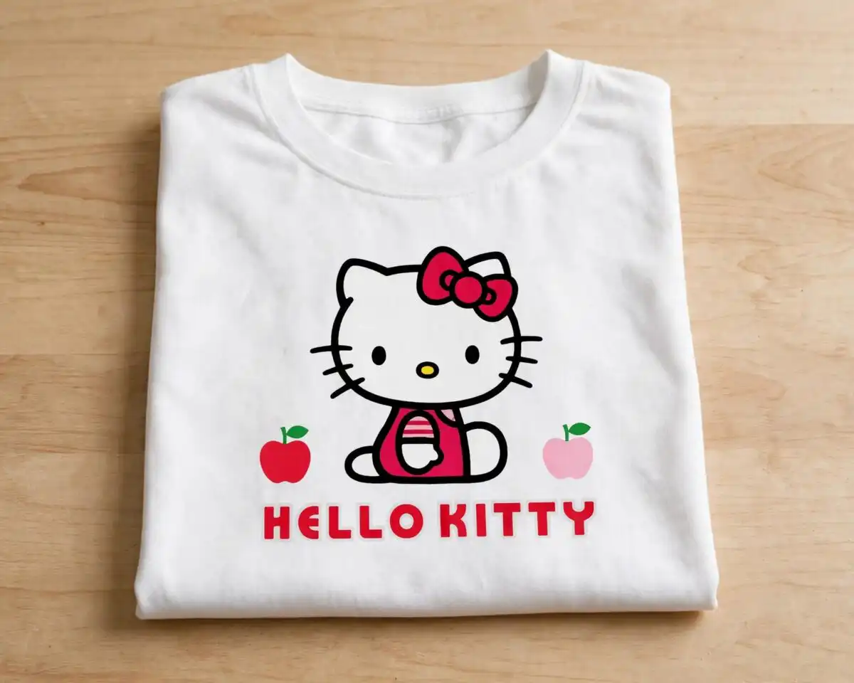 hello kitty birthday preview - 35 kawaii poses for shirts and party decor hello kitty cut file design printed on a plain product mockup