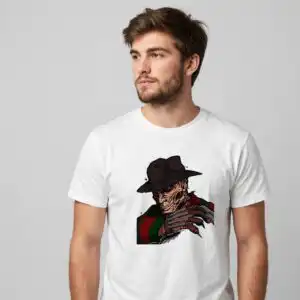 sweet dreams halloween - scarred man in fedora and striped sweater png halloween scarred man fedora striped png design printed on a plain product mockup