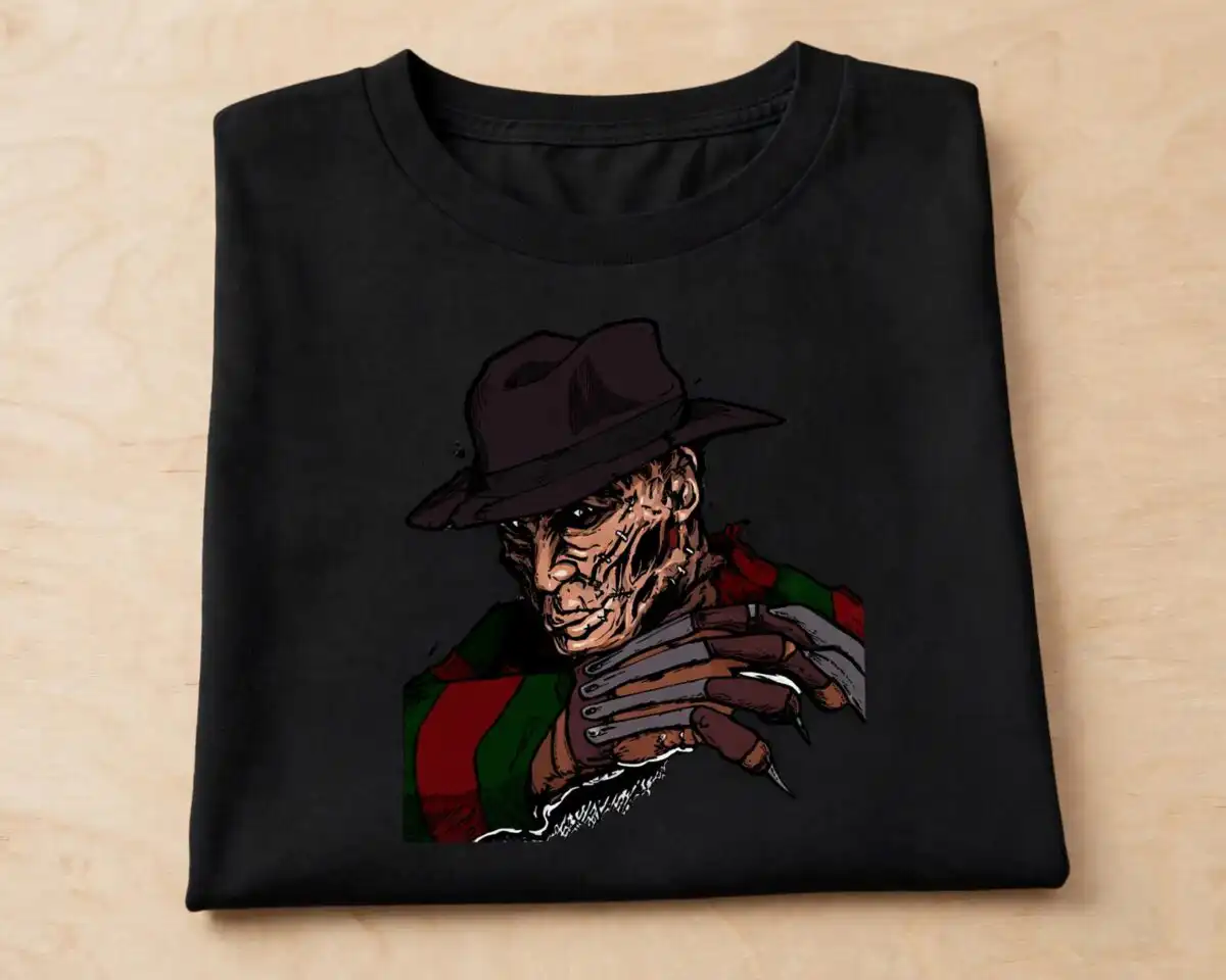 sweet dreams halloween - scarred man in fedora and striped sweater png halloween scarred man fedora striped png design printed on a plain product mockup