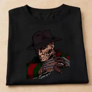 sweet dreams halloween - scarred man in fedora and striped sweater png halloween scarred man fedora striped png design printed on a plain product mockup