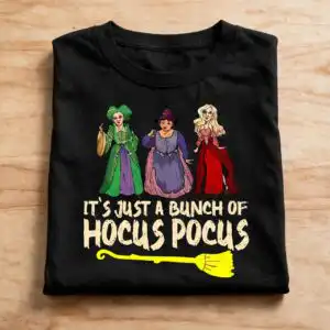 halloween three costumed women moon png design printed on a plain product mockup