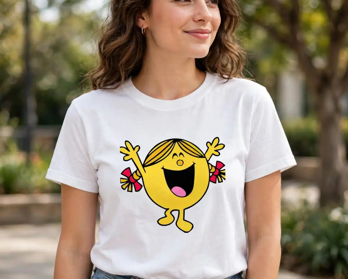 little miss characters png design printed on a plain product mockup