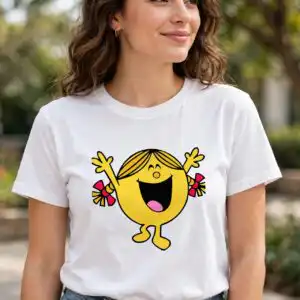little miss characters png design printed on a plain product mockup
