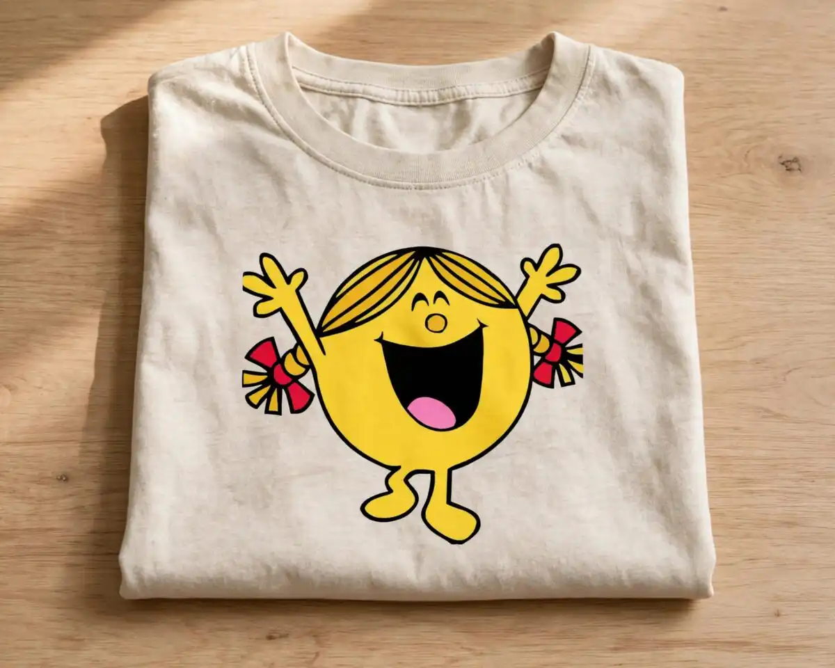 little miss characters png design printed on a plain product mockup