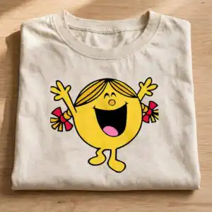 little miss characters png design printed on a plain product mockup
