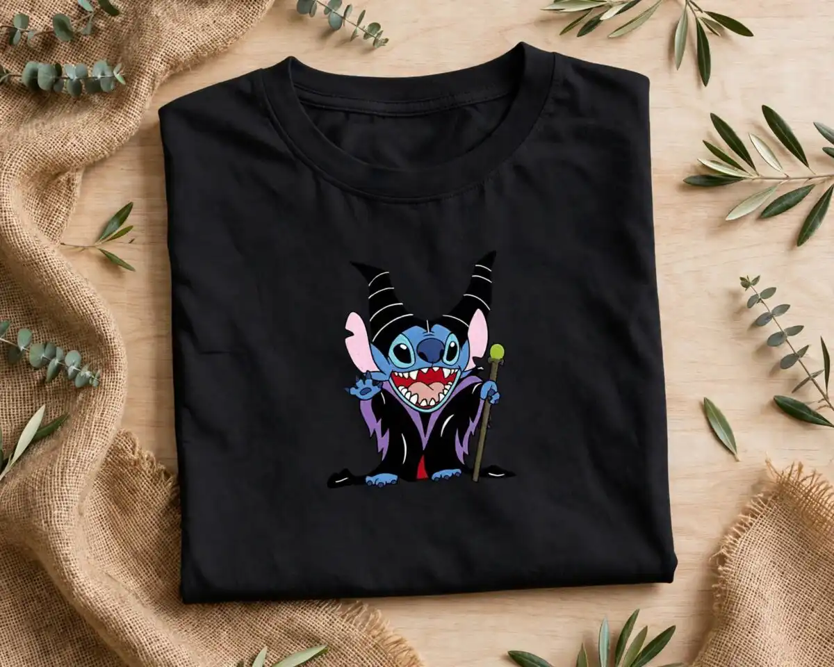 stitch horror characters halloween png design printed on a plain product mockup