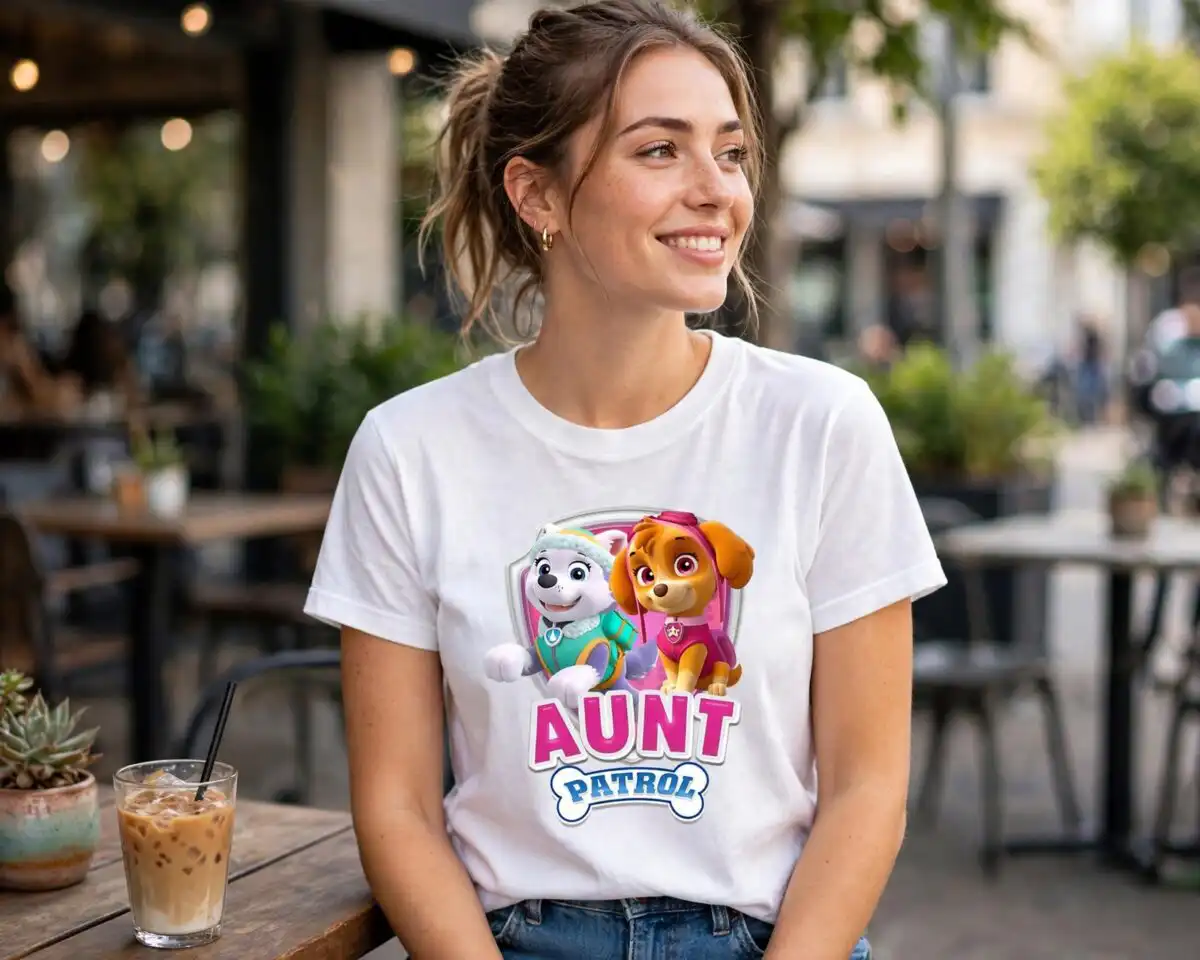 paw patrol pink themed png design printed on a plain product mockup