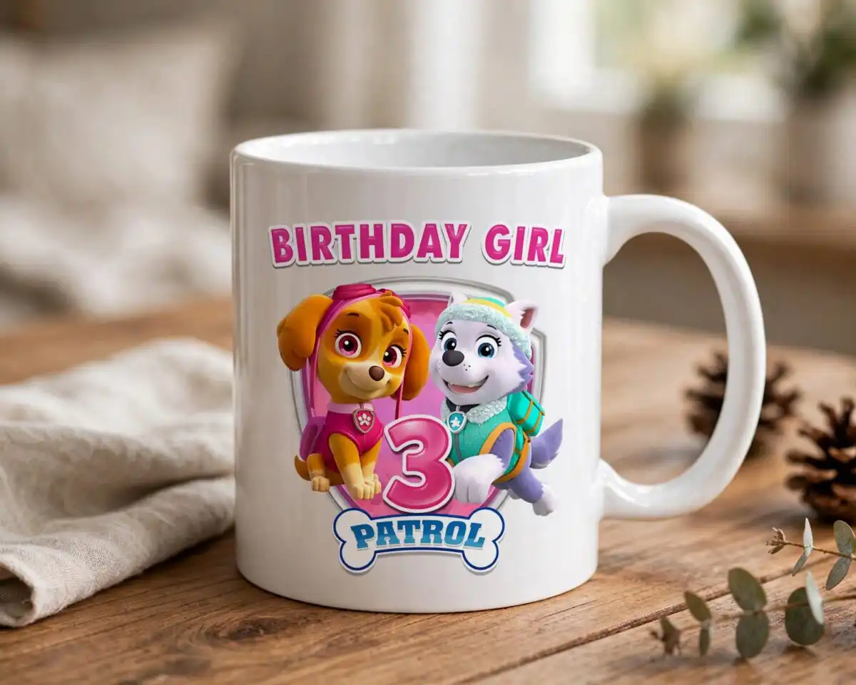 paw patrol pink themed png design printed on a plain product mockup