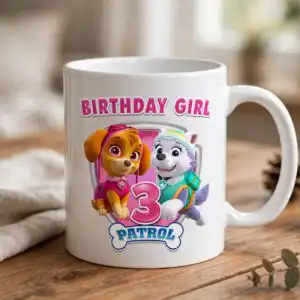 paw patrol pink themed png design printed on a plain product mockup