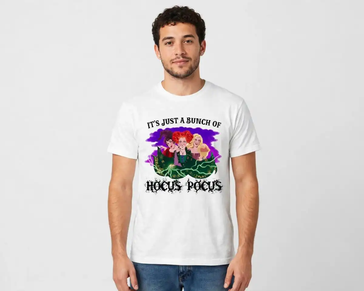 three women in witch costumes halloween with 30 hocus pocus pngs halloween three women witch costumes png design printed on a plain product mockup