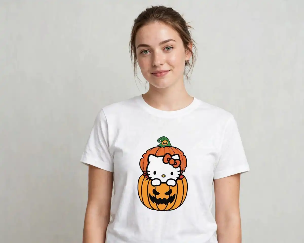 kawaii hello kitty halloween with costumes for shirts and mugs kawaii hello kitty png design printed on a plain product mockup