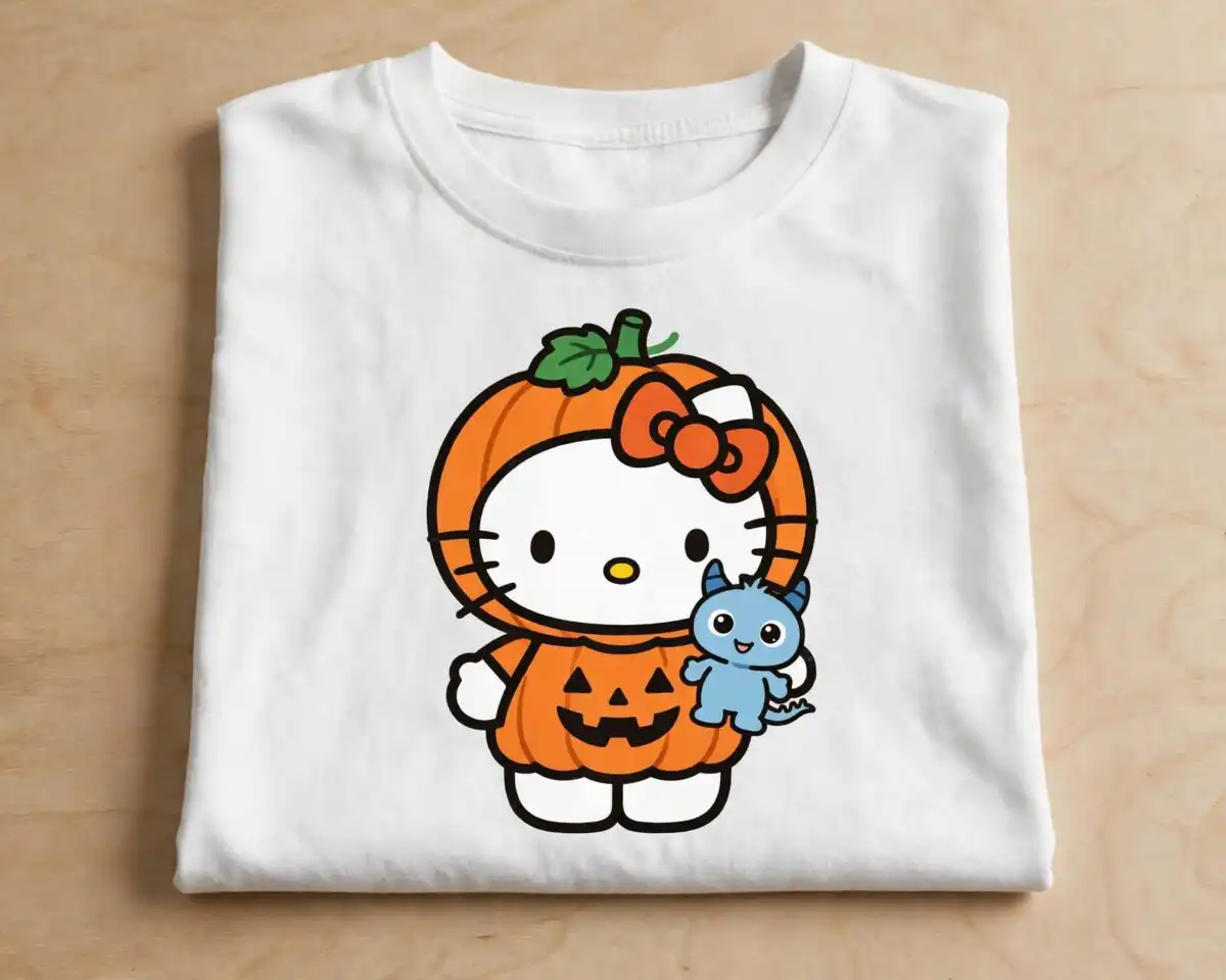 kawaii hello kitty halloween with costumes for shirts and mugs kawaii hello kitty png design printed on a plain product mockup