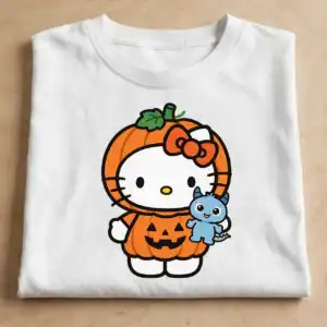 kawaii hello kitty halloween with costumes for shirts and mugs kawaii hello kitty png design printed on a plain product mockup