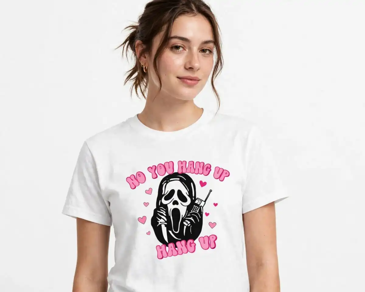 scream ghost halloween collage with telephones and hearts for shirts and mugs scream ghost halloween halloween svg design printed on a plain product mockup
