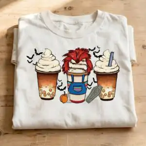 iced coffee png image design printed on a plain product mockup
