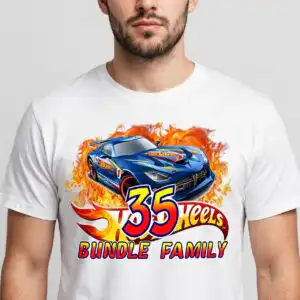 hot wheels birthday boy racing cars family shirt for sublimation hot wheels birthday boy png design printed on a plain product mockup