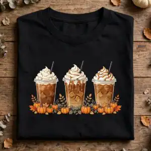 iced coffee clipart png design printed on a plain product mockup
