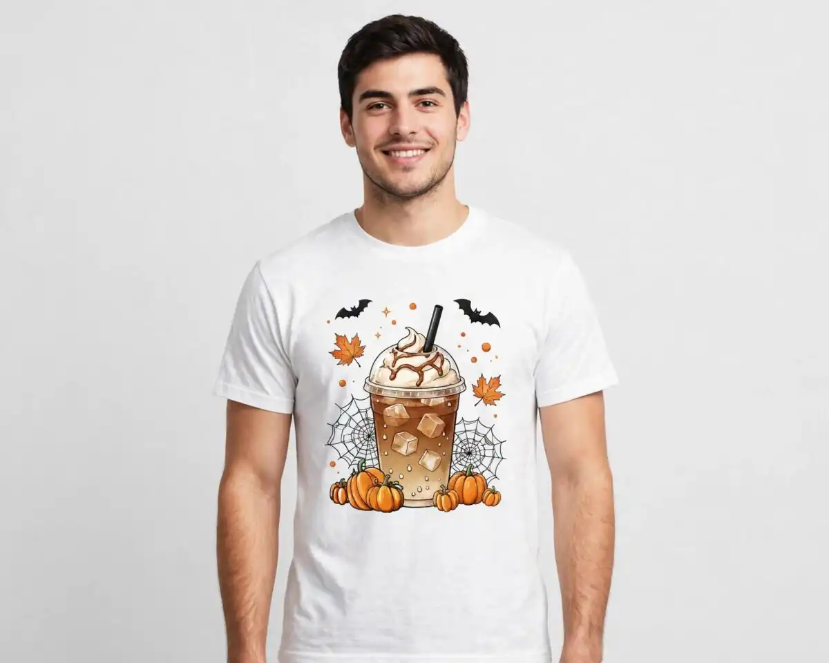 ver halloween coffee halloween png design printed on a plain product mockup