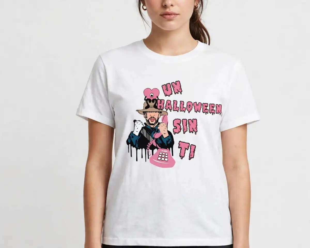 bad bunny halloween cartoon preview sheet for shirts and tumblers bad bunny png cartoon design printed on a plain product mockup