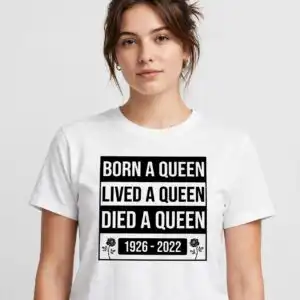queen elizabeth ii png design printed on a plain product mockup