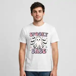 grid retro halloween text sublimation design printed on a plain product mockup