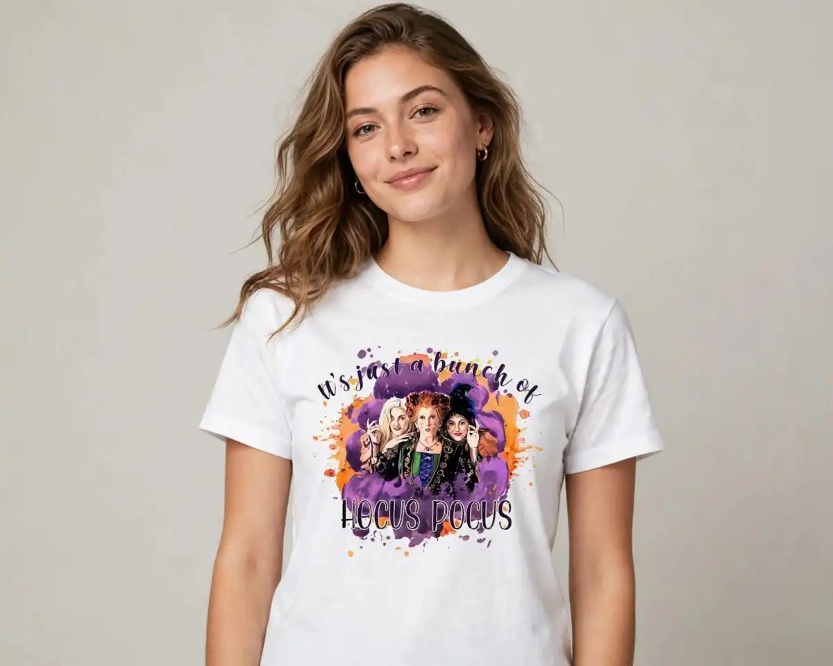 hocus pocus sanderson sisters png design printed on a plain product mockup