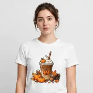 coffee png cartoon design printed on a plain product mockup