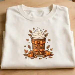coffee png cartoon design printed on a plain product mockup