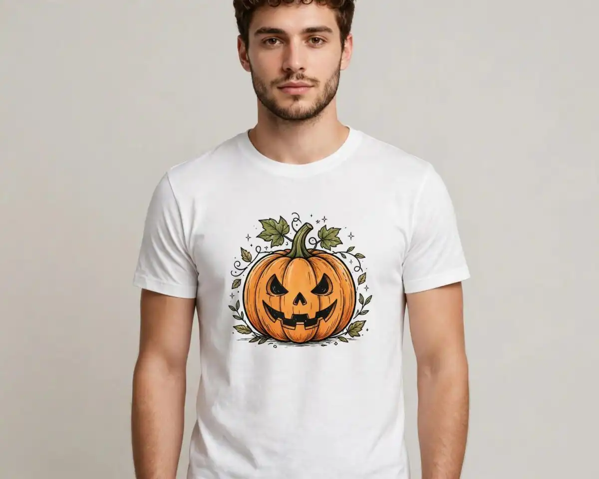 halloween t shirt svg design printed on a plain product mockup