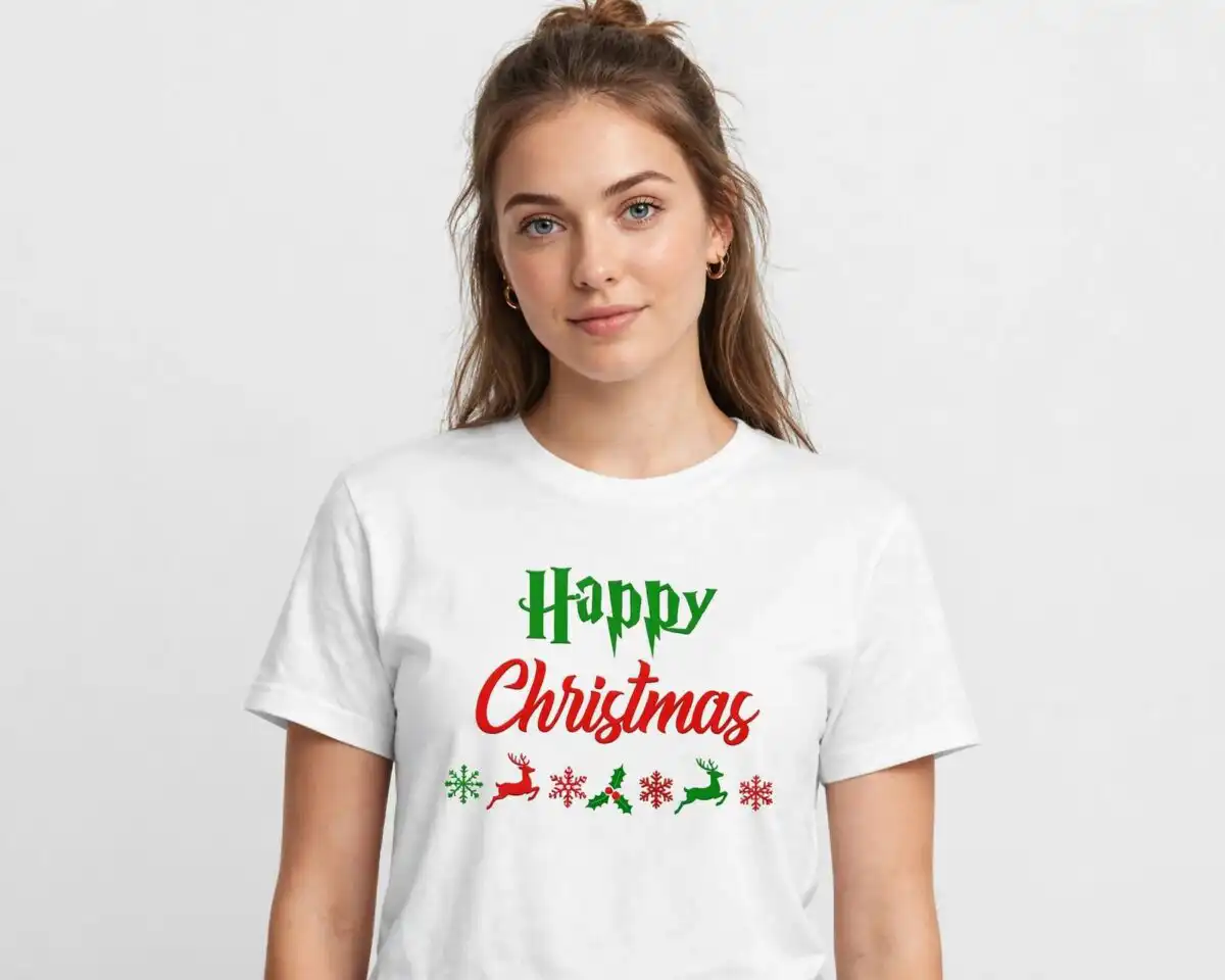harry potter christmas svg design printed on a plain product mockup